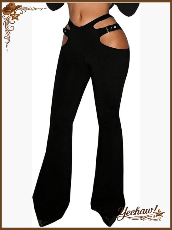 Pants - Low Waist Flare Leg Pants Bootcut Y2K Trousers Night Out Casual Wear